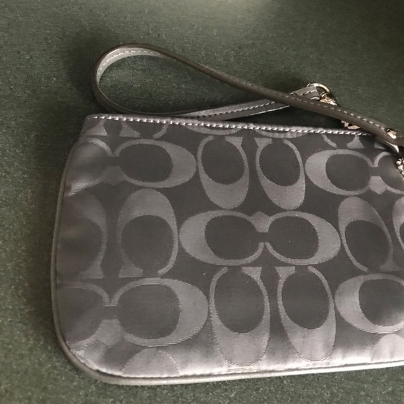 Coach Gray Canvas Leather Signature C Wristlet Mini Pouch - Picture 9 of 16